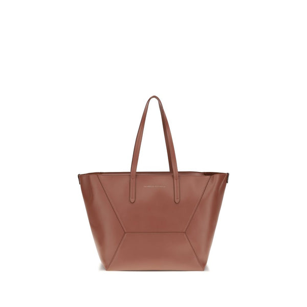 Brunello Cucinelli 100% Calf Leather Bos Taurus tote bag in brown