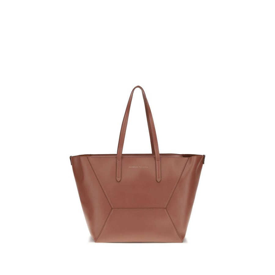 Brunello Cucinelli 100% Calf Leather Bos Taurus tote bag in brown