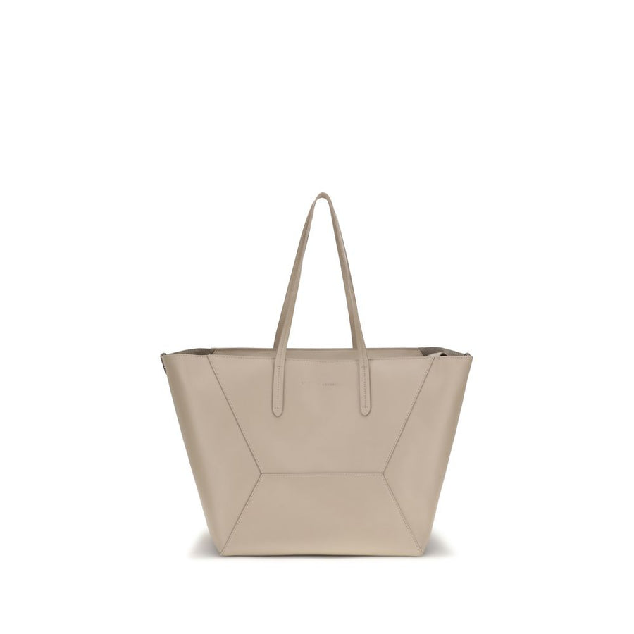 Brunello Cucinelli 100% Calf Leather Bos Taurus shoulder bag in beige
