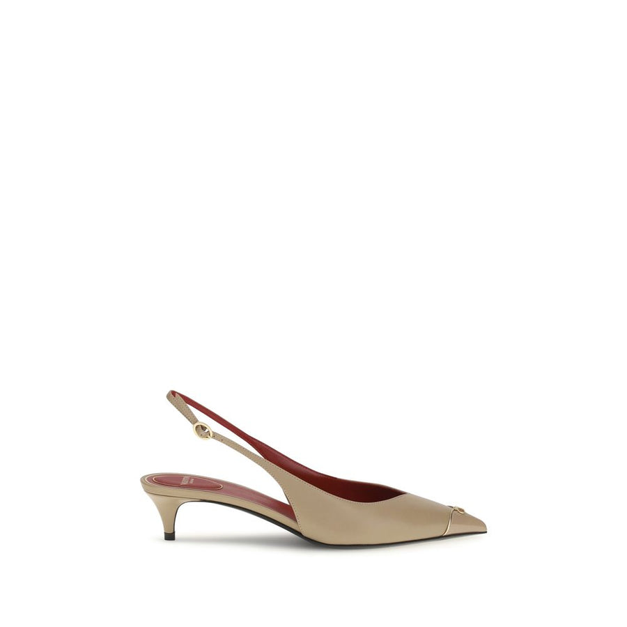 Valentino Garavani 100% Calf Leather Bos Taurus slingback heel in beige