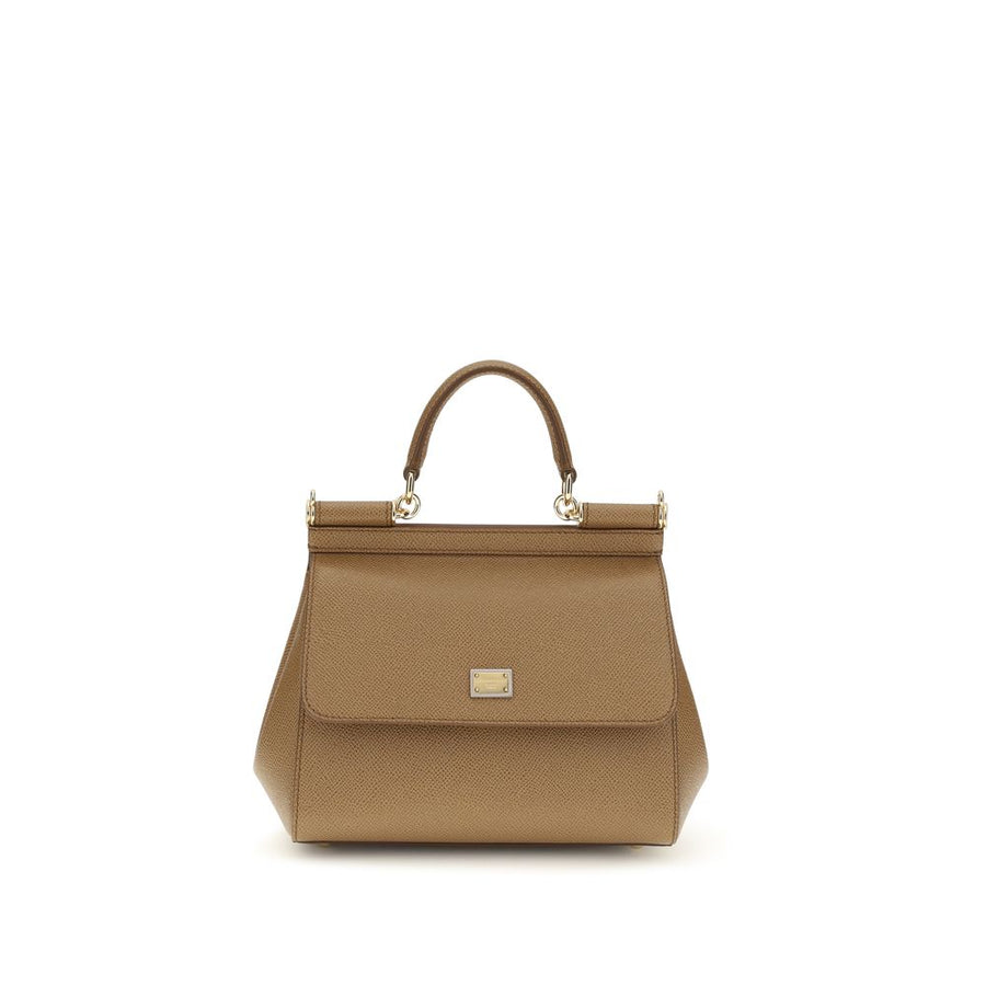 Dolce & Gabbana 100% Calf Leather Bos Taurus top handle bag in beige