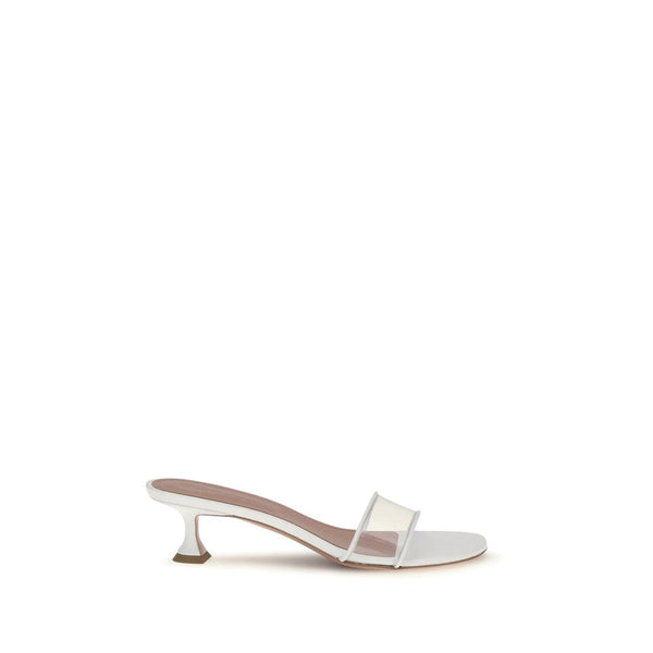 Amina Muaddi 100% Calf Leather Bos Taurus heel mule in white