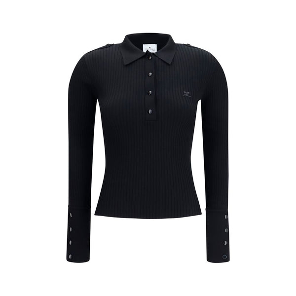 CourrèGes 70% Viscose polo shirt in black
