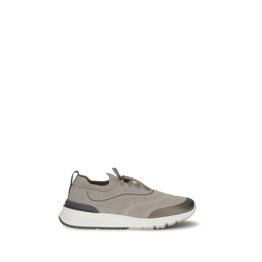 Brunello Cucinelli UPPER 100% Cotton SOLE 100% Rubber sneaker in taupe