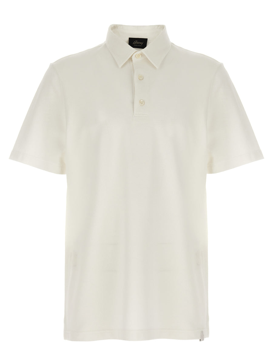 Brioni 100% cotton (GOTS-certified) polo shirt in white