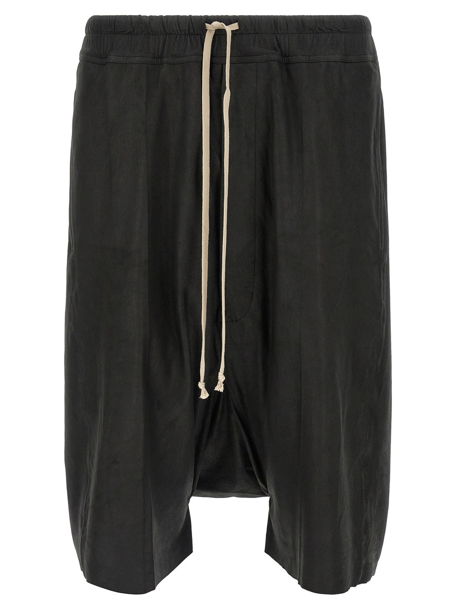 Rick Owens 100% lamb leather bermuda shorts in black