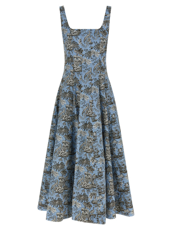 Staud 98% Cotton midi dress in blue