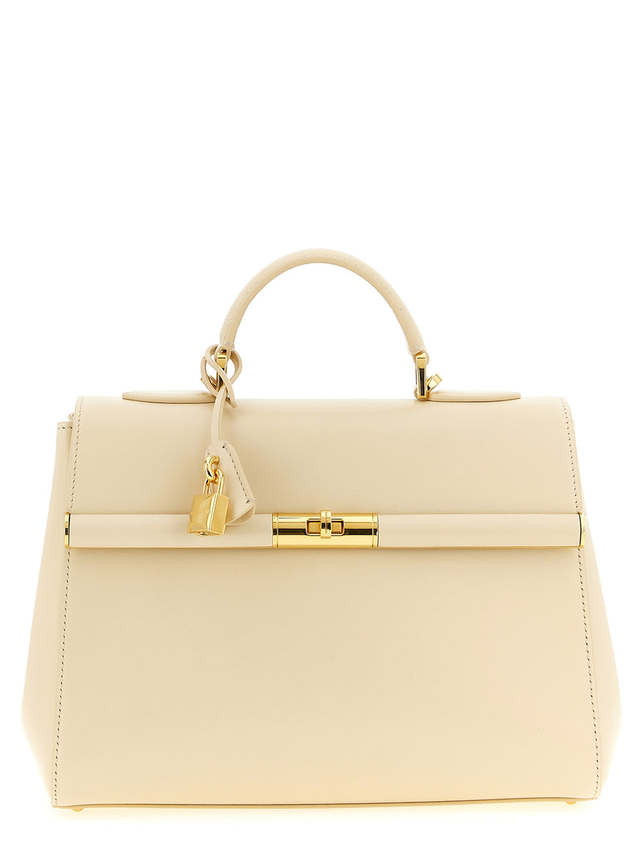 Dolce & Gabbana 100% lamb leather top handle bag in white