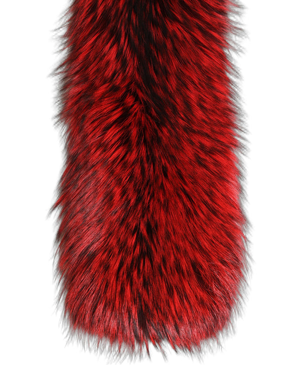 Dolce & Gabbana 100% Silver Fox Fur; Lining: 100% Silk scarf in red