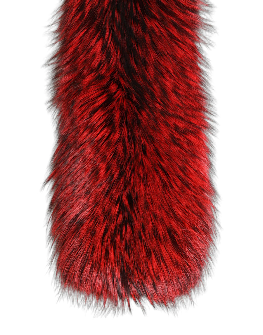 Dolce & Gabbana 100% Silver Fox Fur; Lining: 100% Silk scarf in red