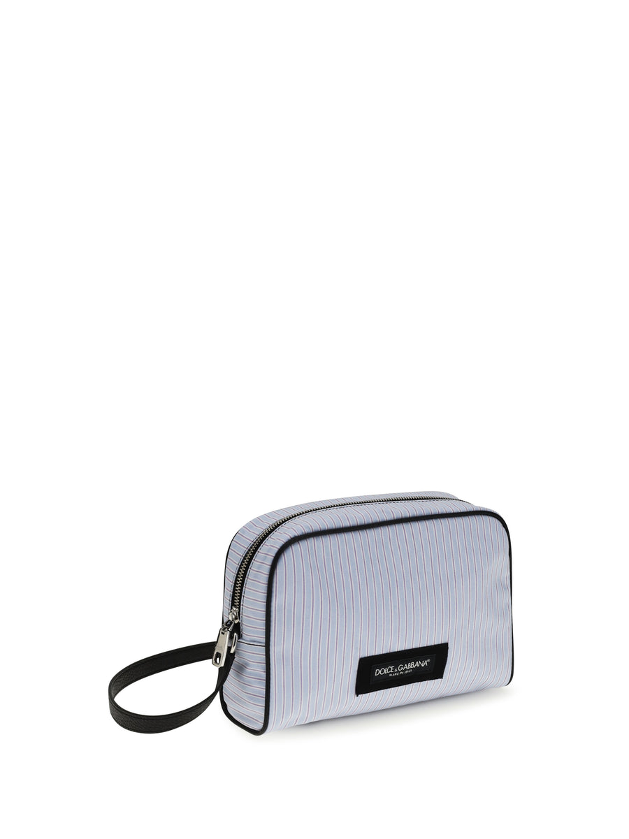 Handbag Striped Poplin And Leather Multicolour/light Blue Cotton Handbags