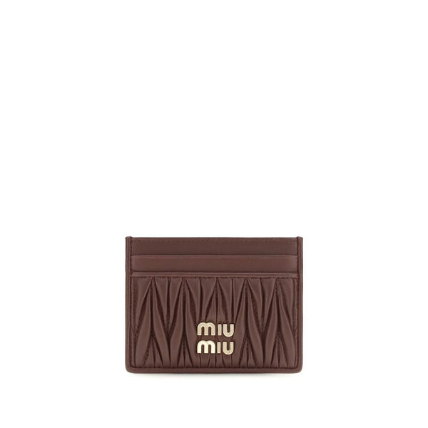 Miu Miu 100% Lamb Ovis Aries card case in brown