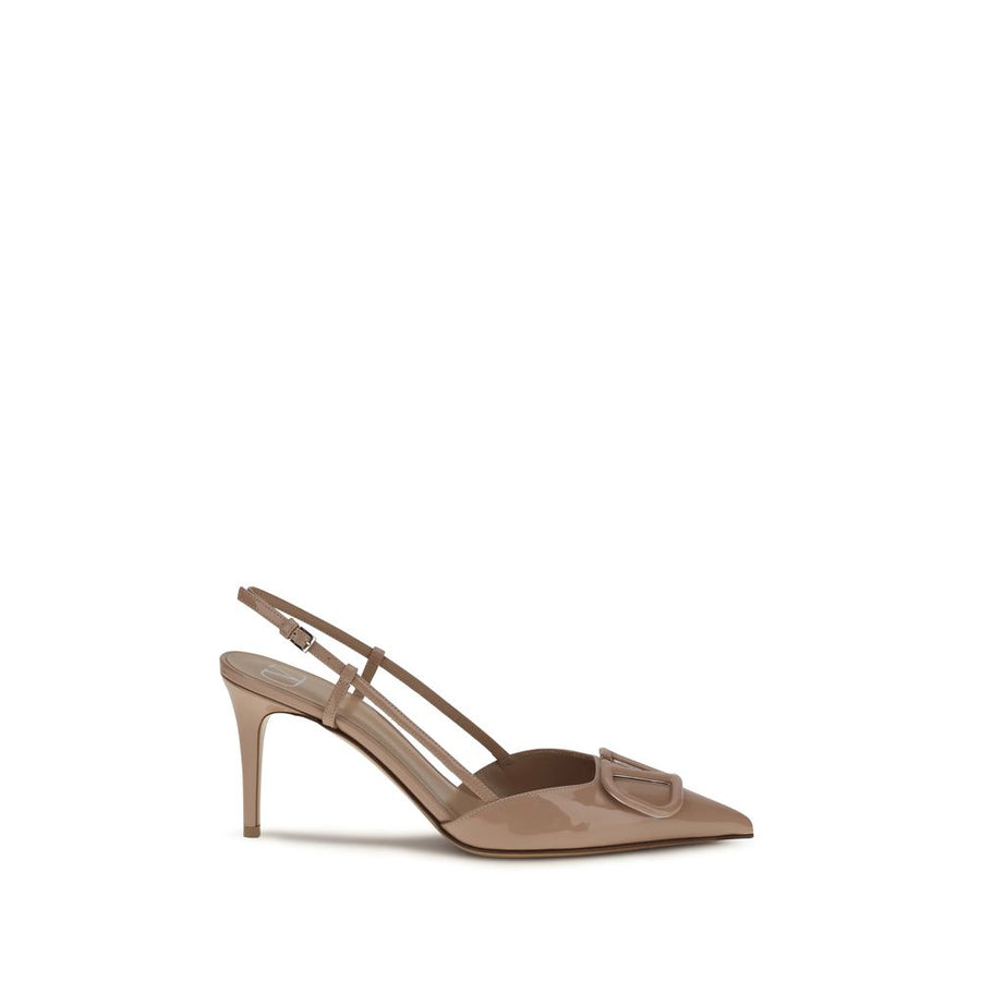 Valentino Garavani 100% Calf Leather Bos Taurus slingback pump in beige
