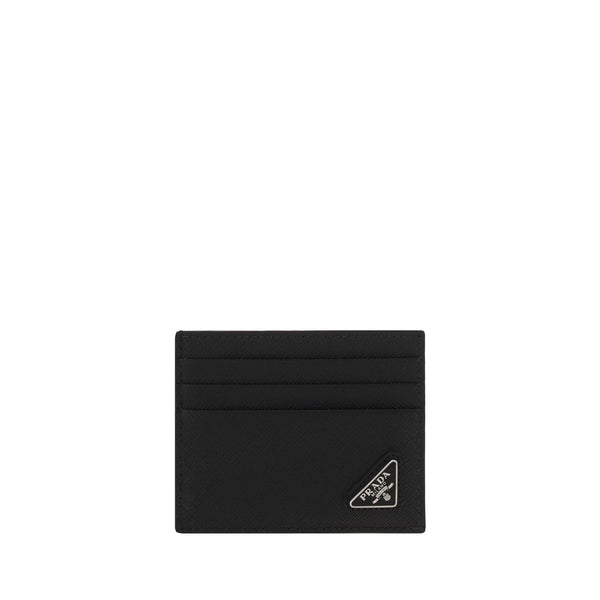 Prada 100% Calf Leather Bos Taurus card case in black