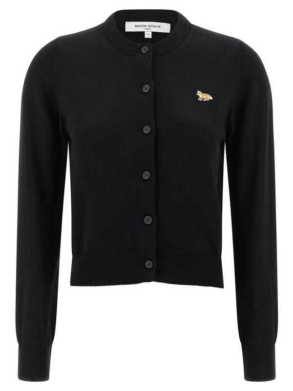 Maison Kitsuné 100% extrafine wool cardigan in black