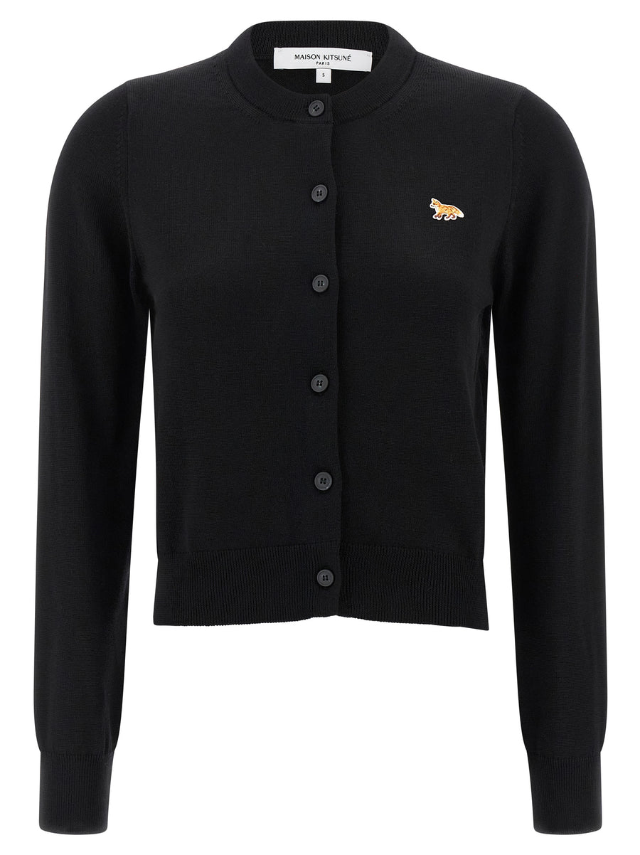 Maison Kitsuné 100% extrafine wool cardigan in black