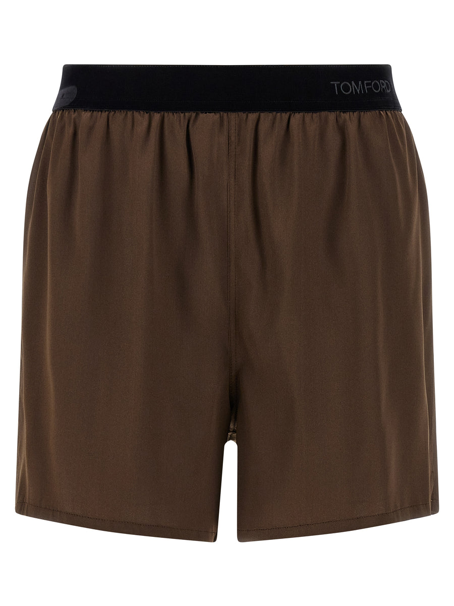 Tom Ford 94% silk bermuda shorts in brown