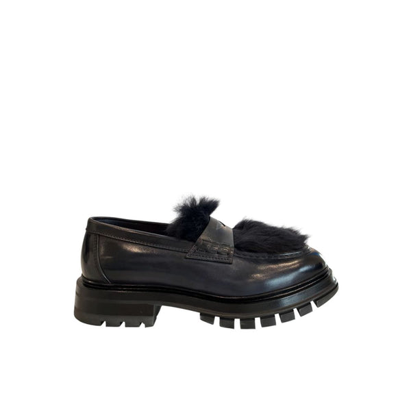 Santoni 100% leather loafer in black