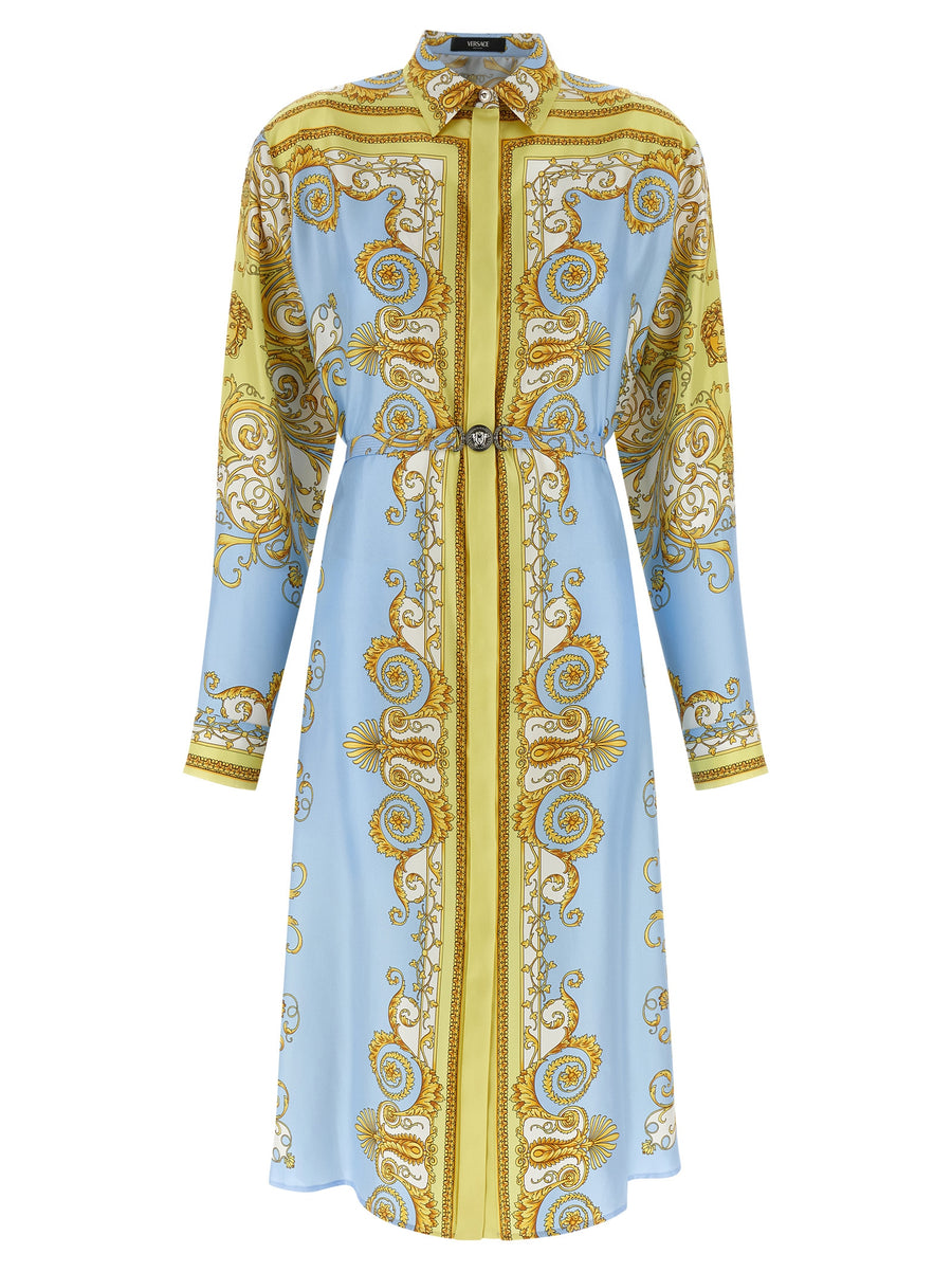 Versace 100% Silk shirt dress in blue