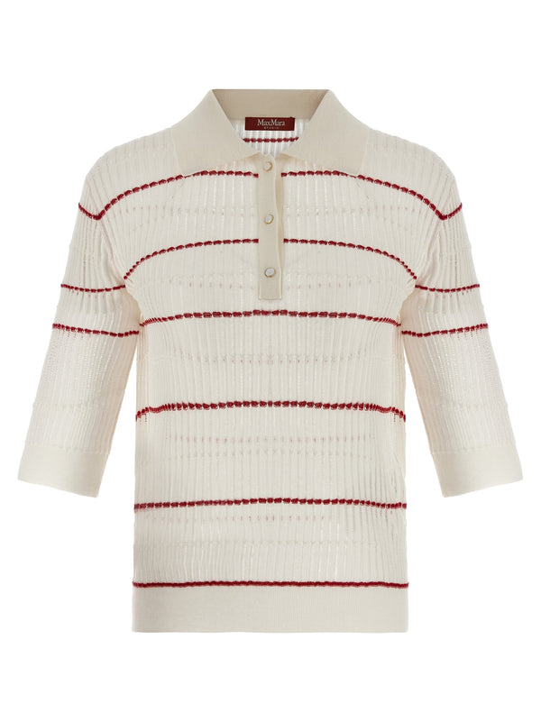 Max Mara 55% Silk polo shirt in white