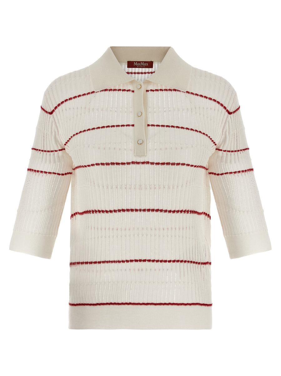 Max Mara 55% Silk polo shirt in white