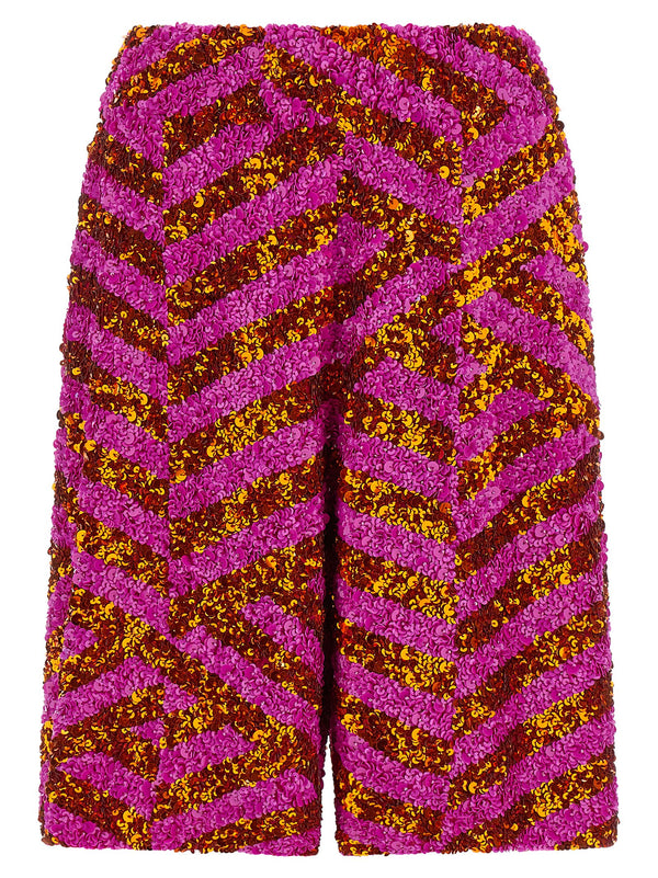 Dries Van Noten 100% viscose bermuda shorts in magenta