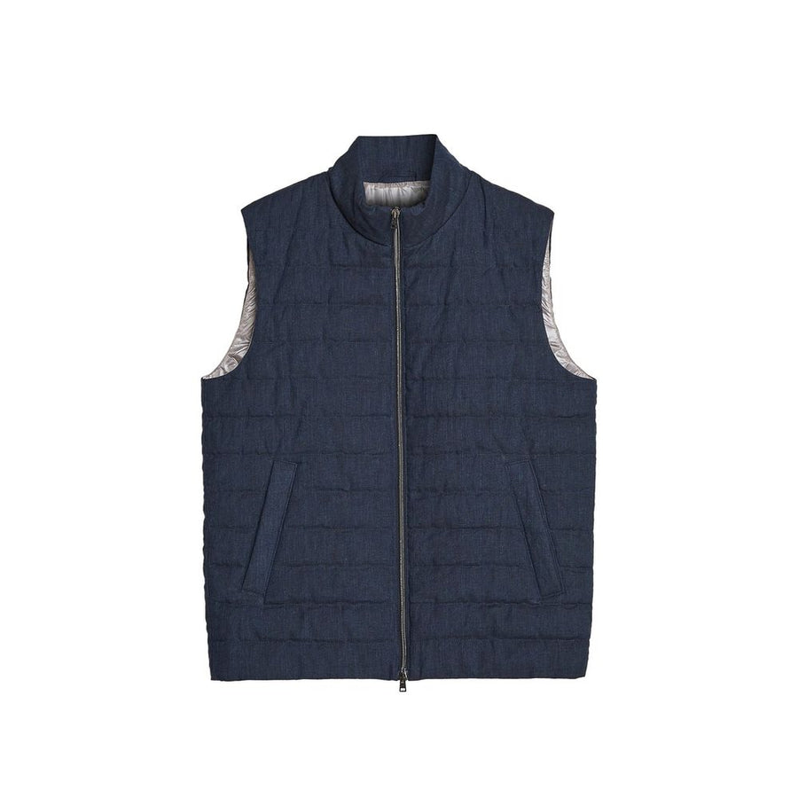 Herno 100% Linen; Padding: 90/10 goose down and feathers vest in navy