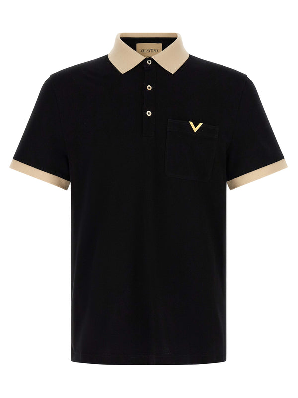 Valentino Garavani 100% cotton polo shirt in black