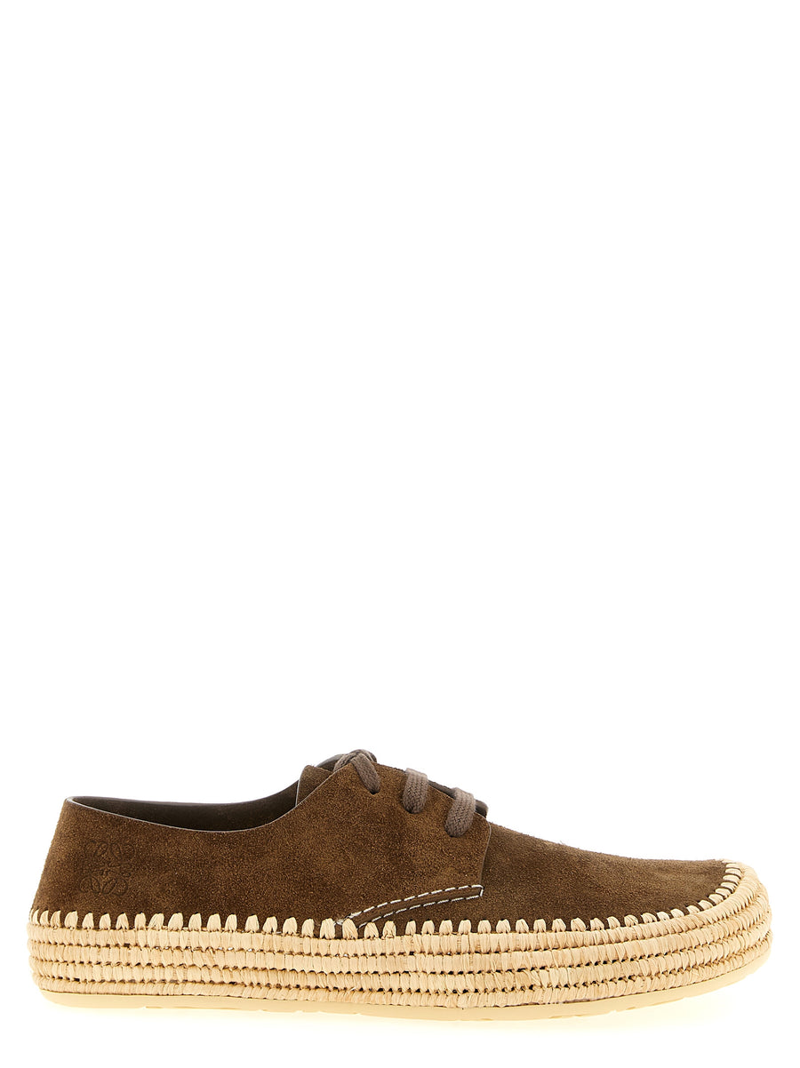 Loewe 100% calfskin leather espadrille flat in brown