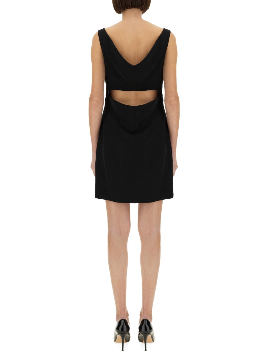 Crepe And Satin Dress Black Acetate
