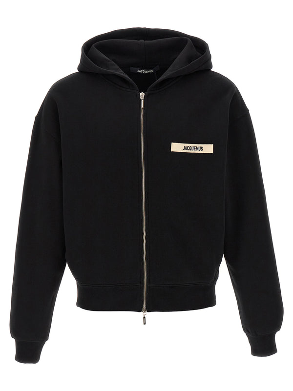 Jacquemus 100% cotton hoodie in black