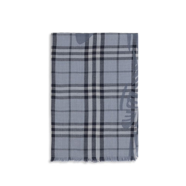 Burberry 52% Fleece Wool Ovis Aries scarf in blue