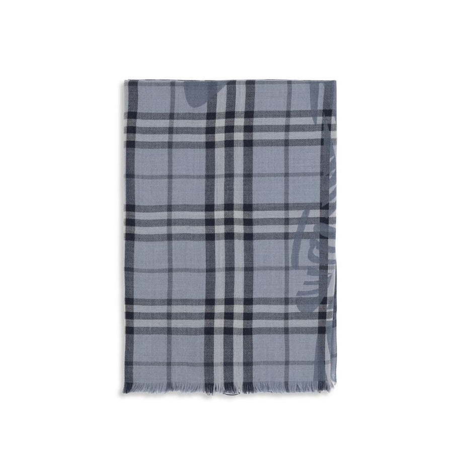 Burberry 52% Fleece Wool Ovis Aries scarf in blue