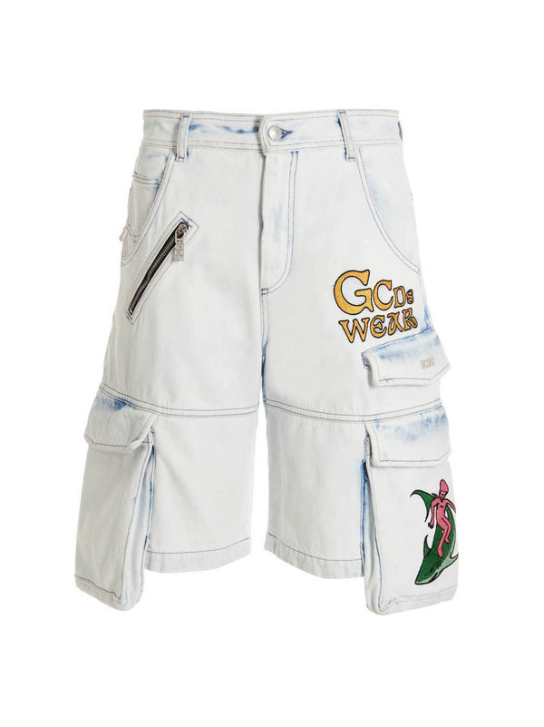 GCDS 100% cotton bermuda shorts in blue