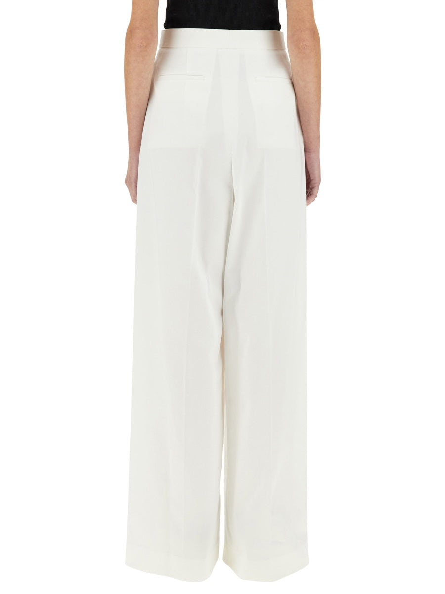 Cotton Pleated Pants White Trousers