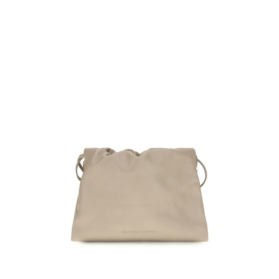 Brunello Cucinelli 100% Calf Leather Bos Taurus shoulder bag in beige