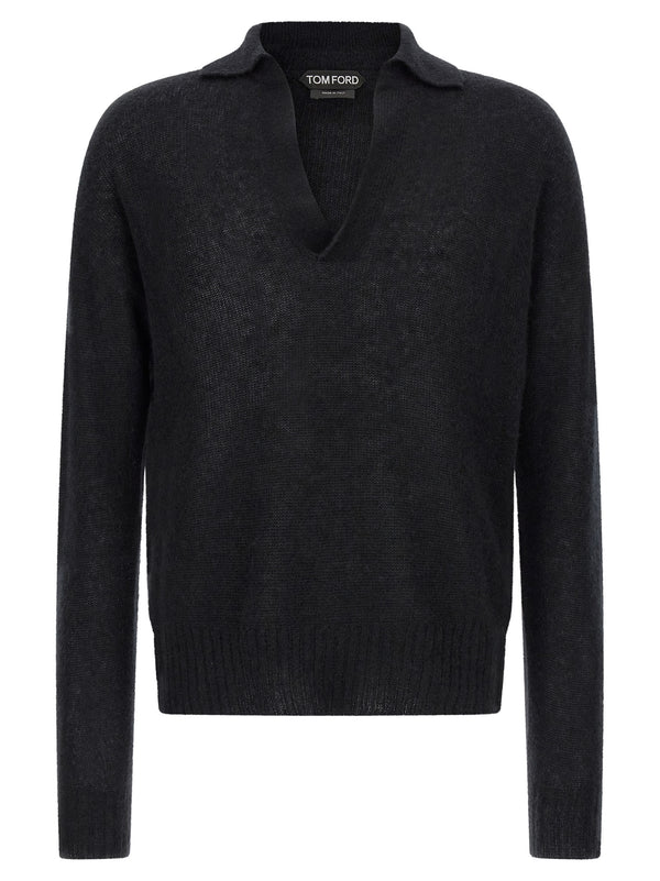 Tom Ford 74% cashmere polo sweater in black