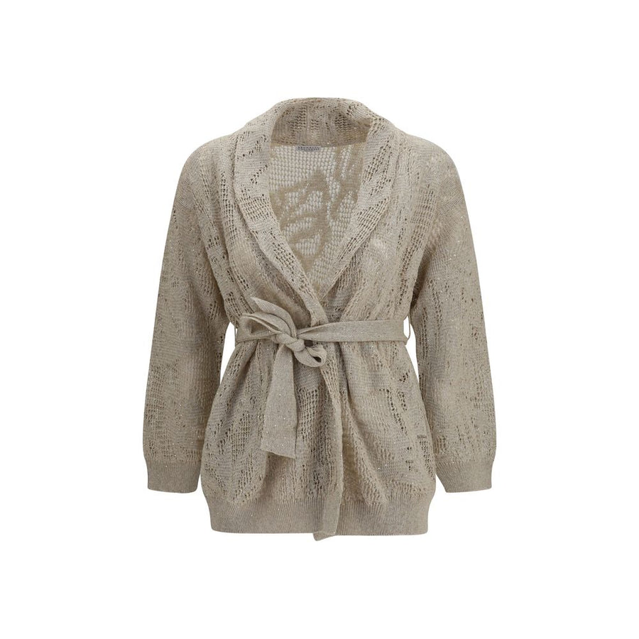 Brunello Cucinelli 94% Linen 6% Cotton cardigan in beige
