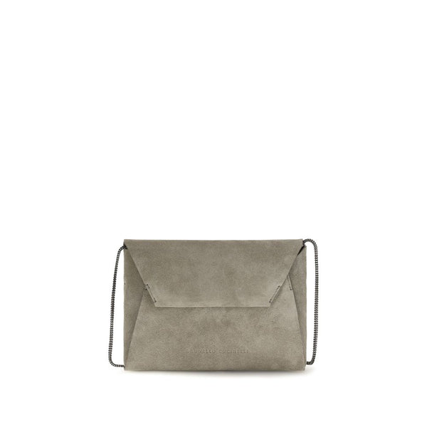 Brunello Cucinelli 100% Calf Leather Bos Taurus shoulder bag in gray