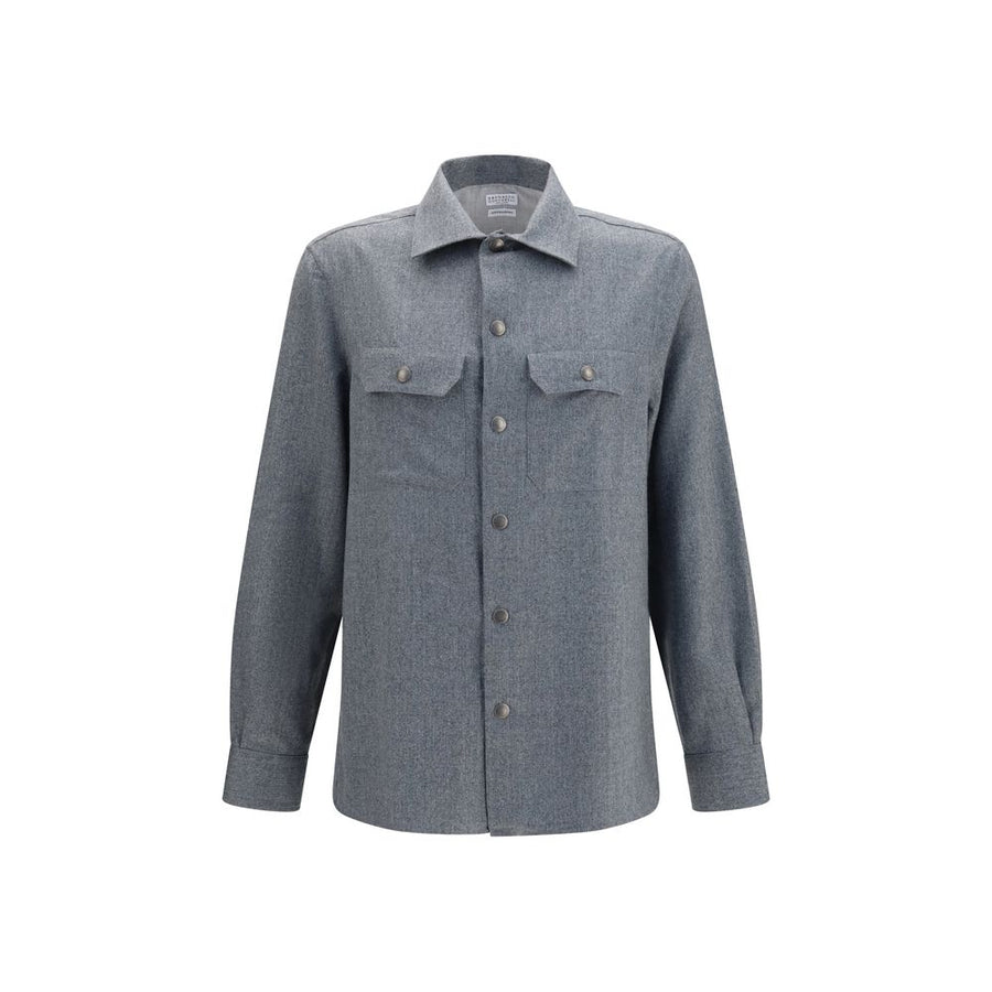 Brunello Cucinelli 100% Fleece Wool Ovis Aries shirt in gray