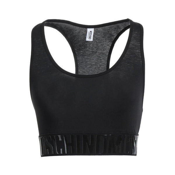Moschino 94% Cotton sports bra in black