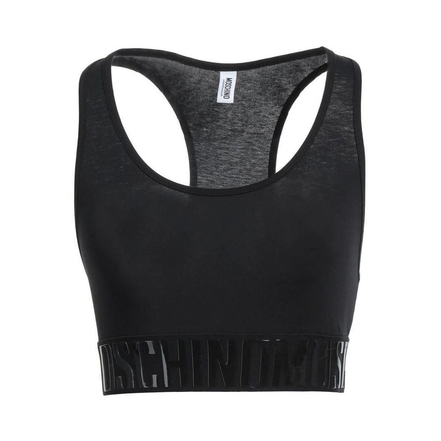 Moschino 94% Cotton sports bra in black