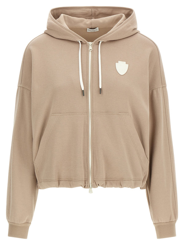 Brunello Cucinelli 93% Cotton hoodie in beige