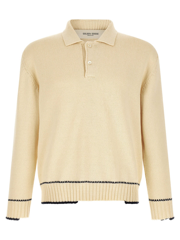 Golden Goose Knitted cotton polo shirt in white