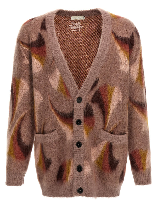 Etro 50% mohair wool cardigan in multicolor