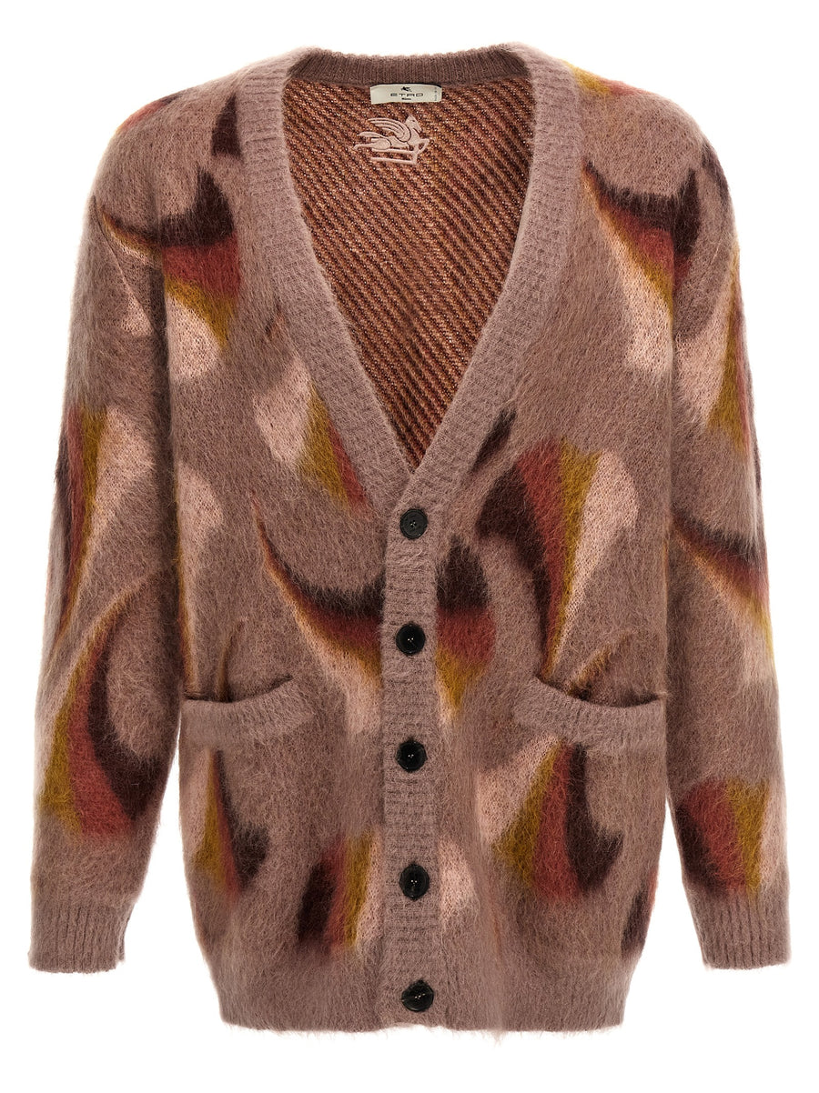 Etro 50% mohair wool cardigan in multicolor