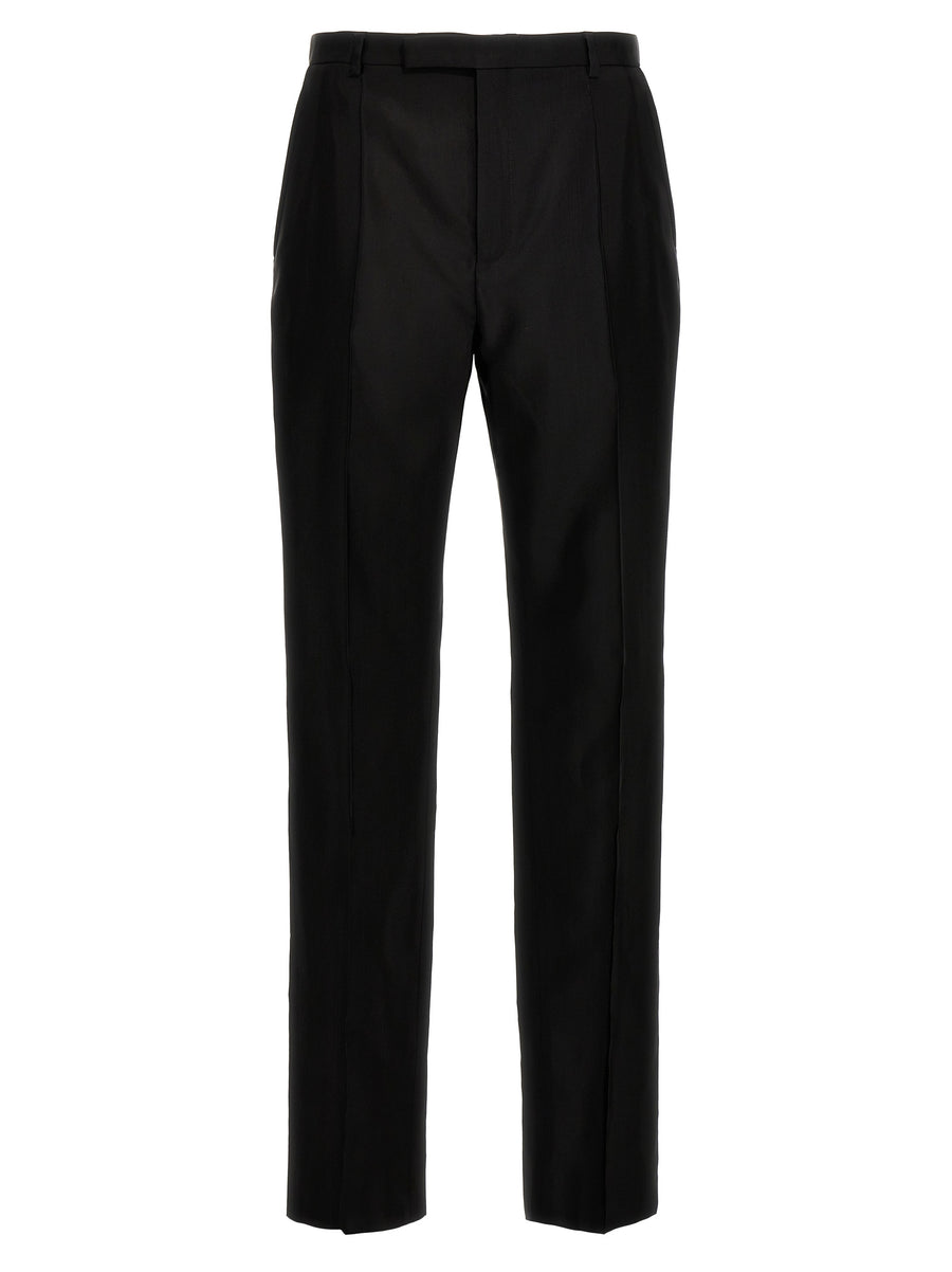 Saint Laurent 53% acetate trousers in black