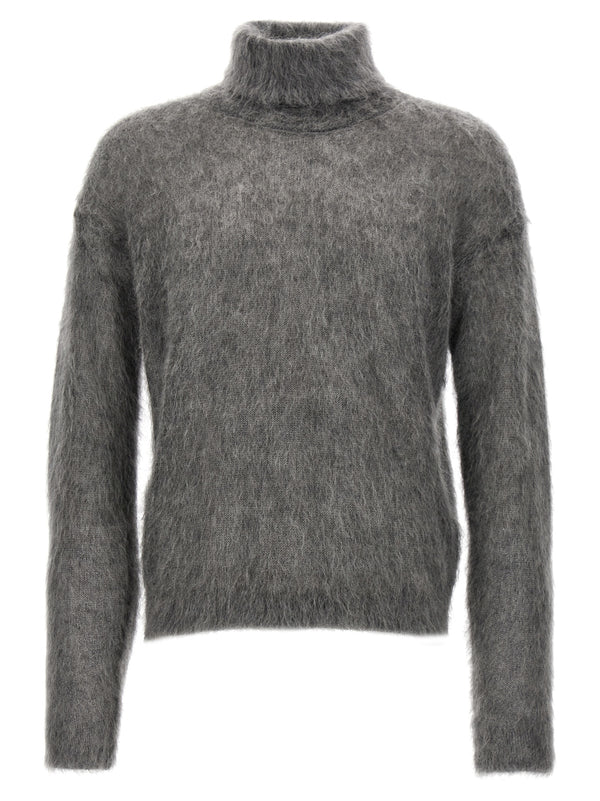 Saint Laurent 66% mohair wool turtleneck in gray