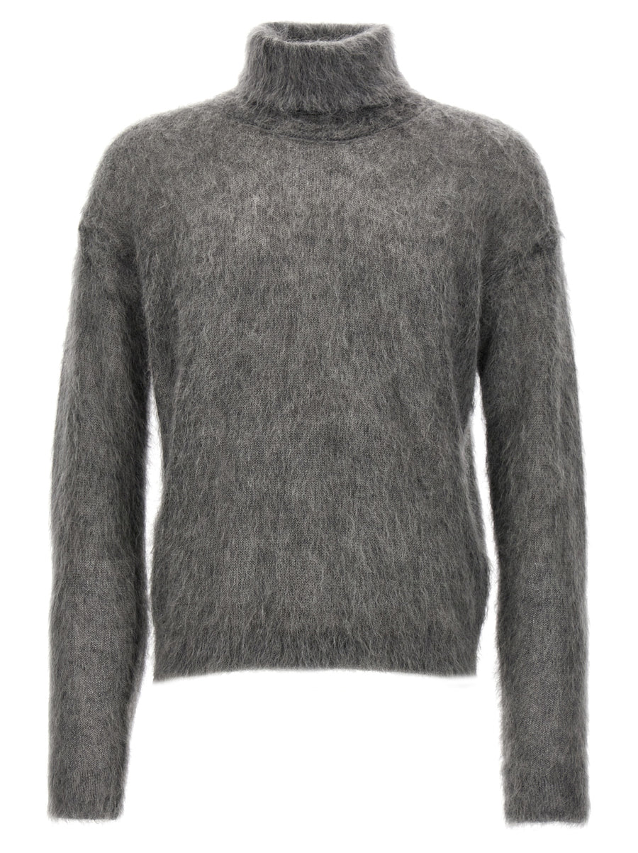 Saint Laurent 66% mohair wool turtleneck in gray