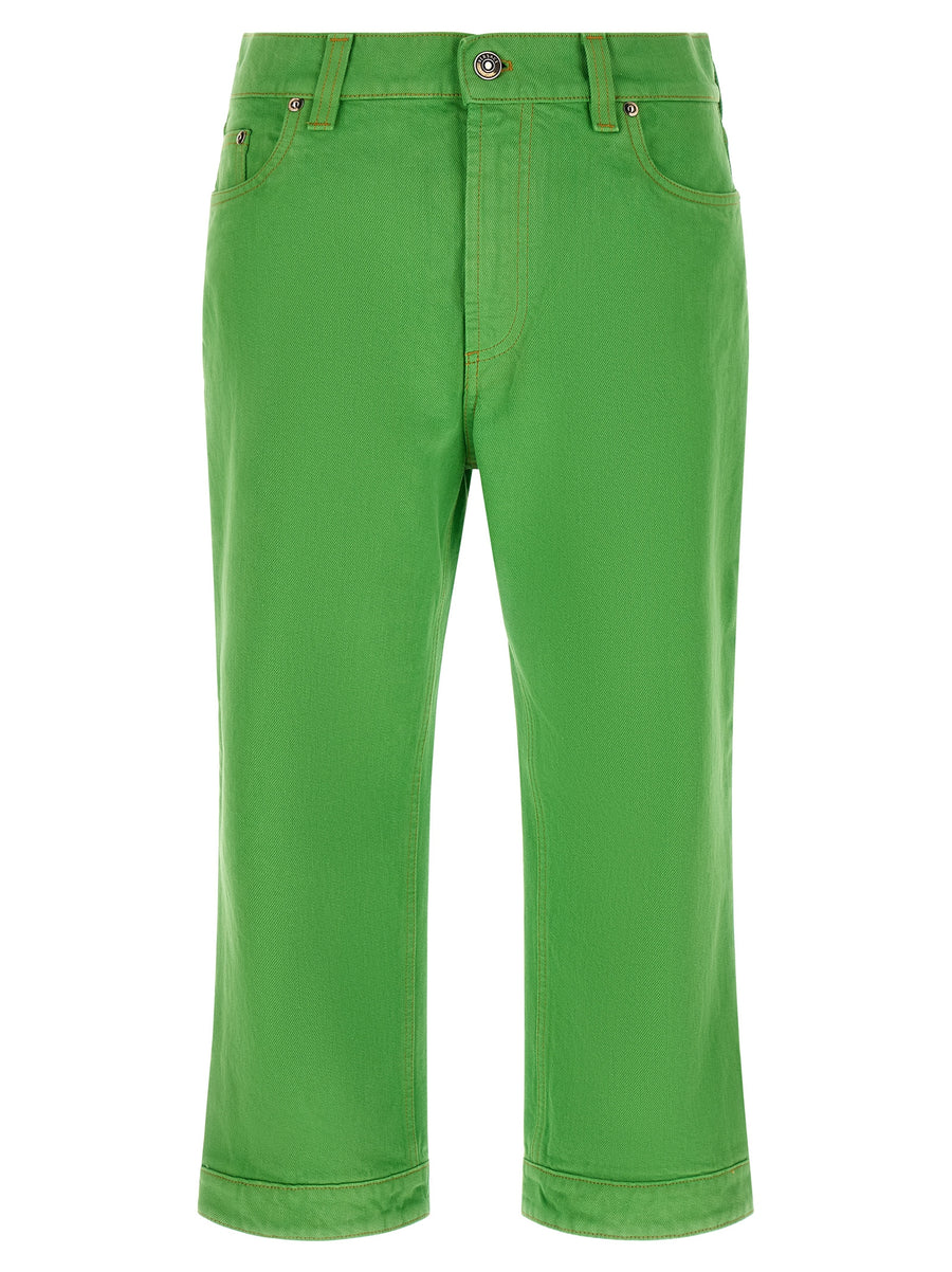 Versace 100% cotton cropped jeans in green